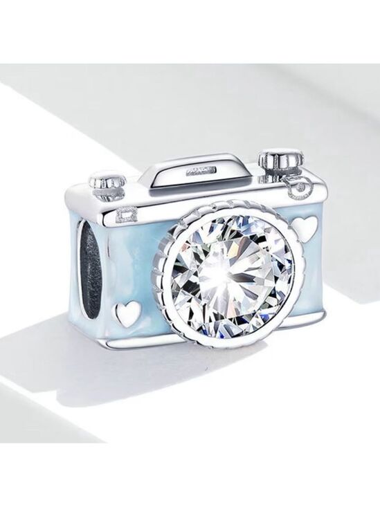 Jewelry - Silver Camera Charm with Crystal Accents